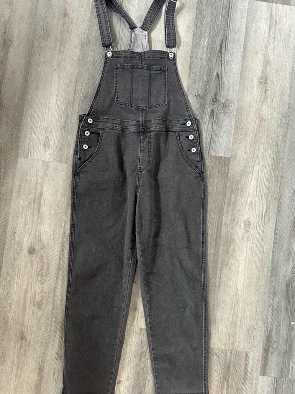 Charcoal Gray Denim Overalls